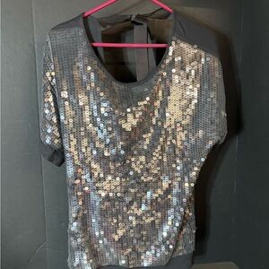 Sequin Embellished Black and Silver Women's Top